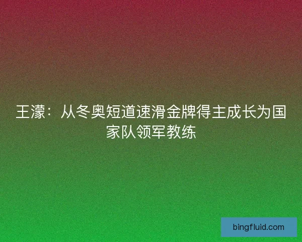 王濛：从冬奥短道速滑金牌得主成长为国家队领军教练